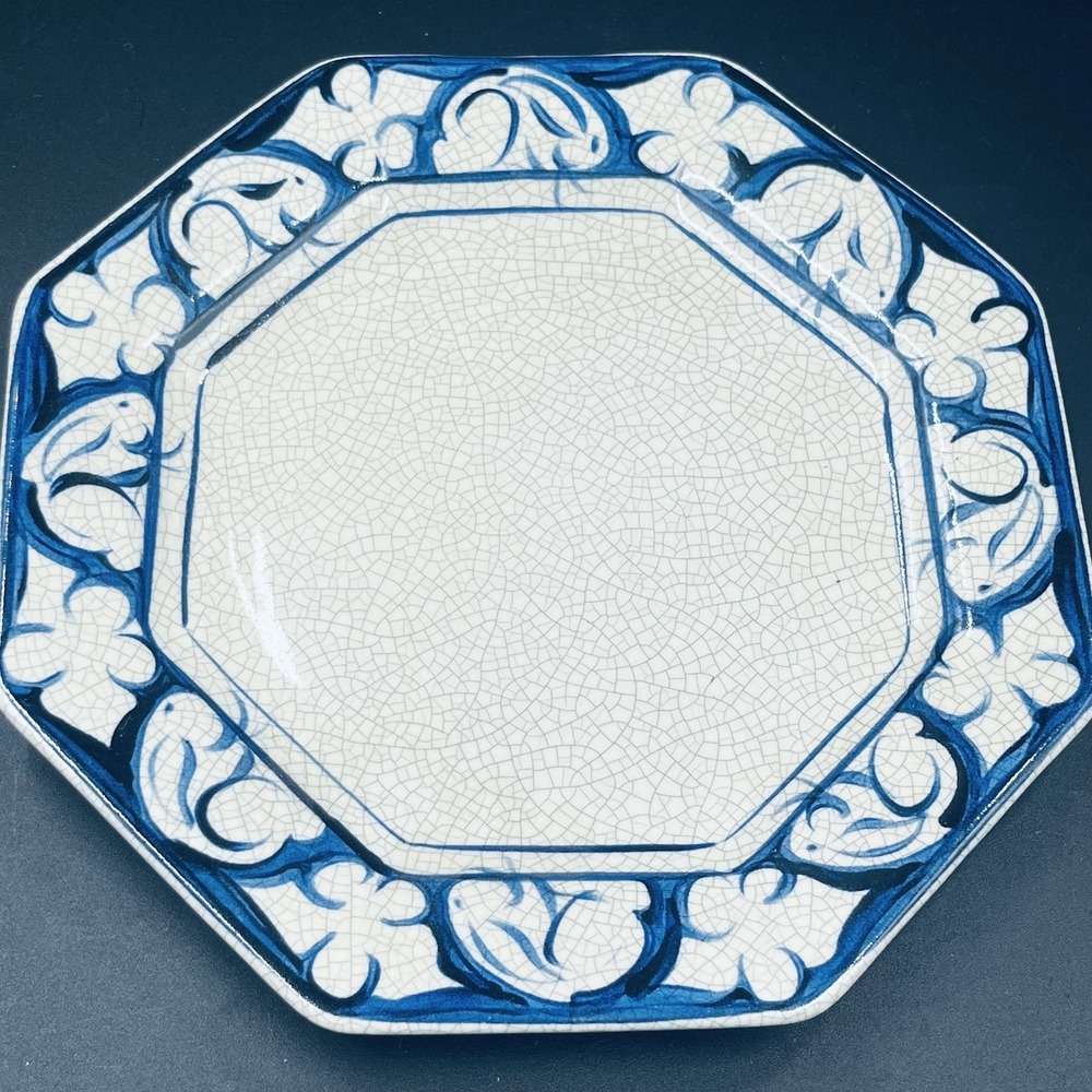 Dedham Pottery Octagon Plate 7" Vintage 1990 Signed - Picture 3 of 10